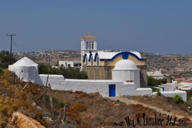 Church of the Pera Panagia on the hill with the sea in the background that commemorate festival of her birth at Kasos, Greece