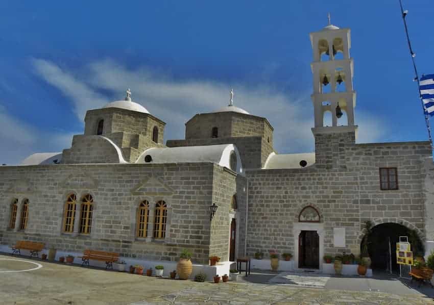 front of the Church of the Assumption of Virgin Mary the Protaitissa that commemorate festival of her birth at Milos, Greece