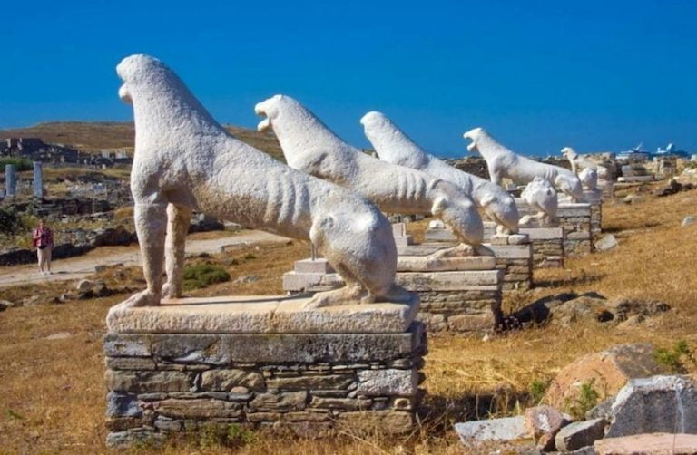 Terrace of the Lions in Delos, Mykonos island