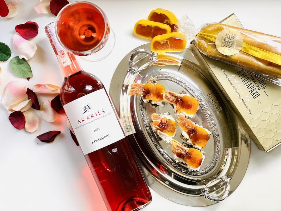 Canapes with grey mullet bottarga and a bottle of rose wine – Gastronomy Tours - Gastronomy Tours
