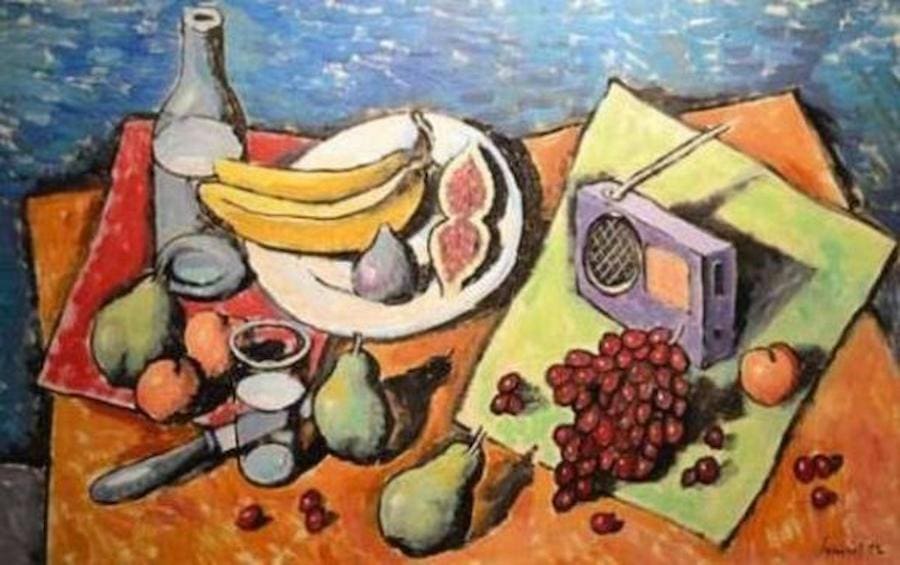 painting by Pavlos Samios||poster Gastronomy in Art exhibition