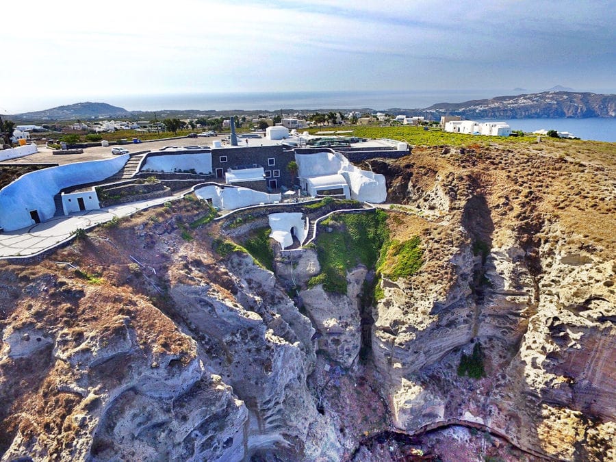 'Venetsanos Wine Museum' from above on the edge of cliffs