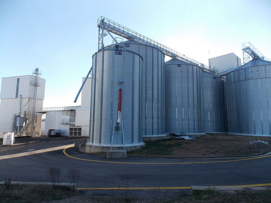 outside barley corns tanks at 'Vergina Beer' plant