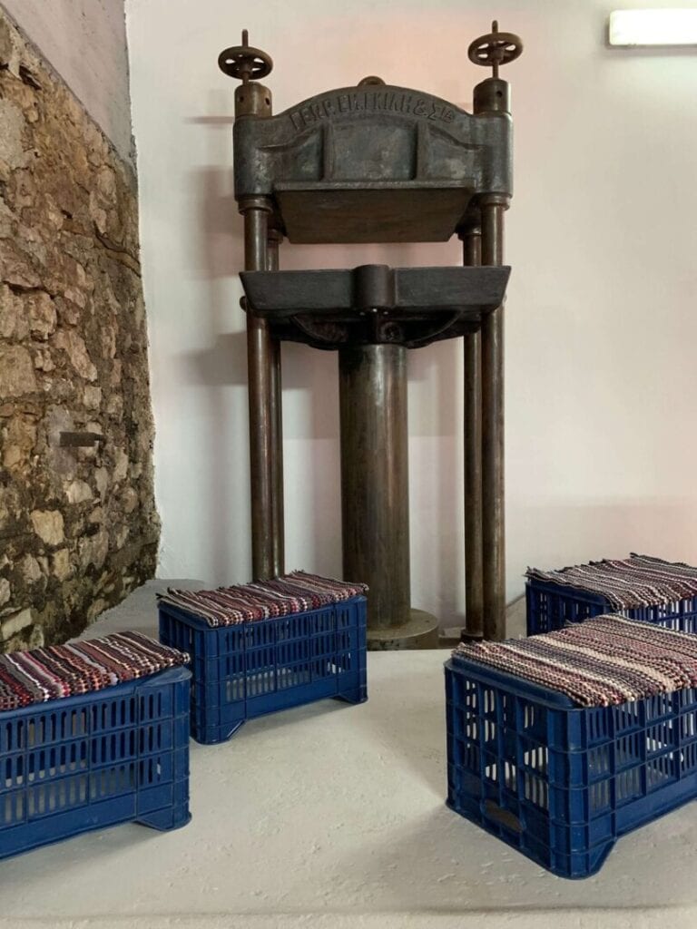 An old scale and stools