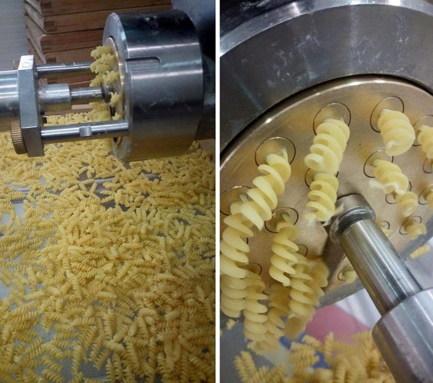 Fusilli pasta machine working at Thracian Pasta facilities