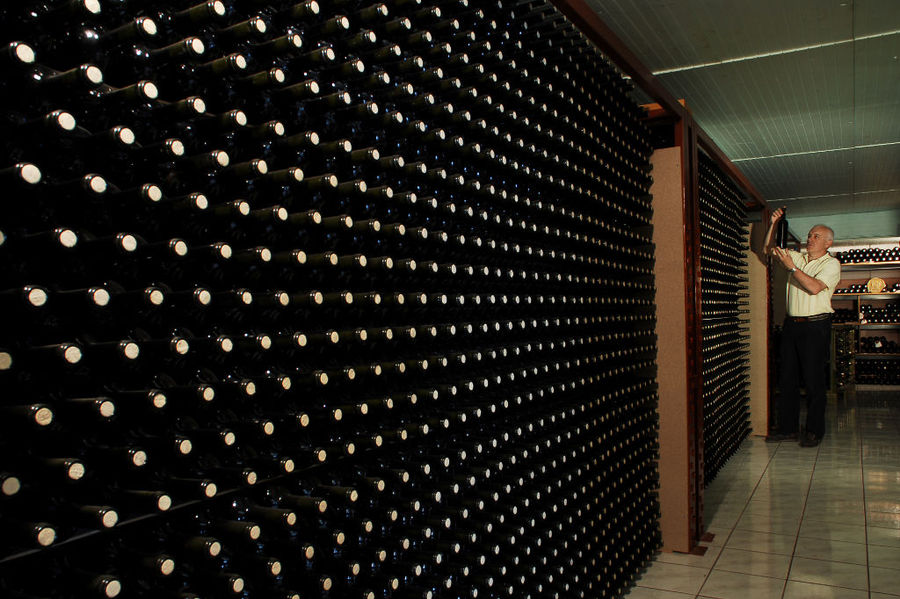 wine bottles in Papantonis Winery cellar