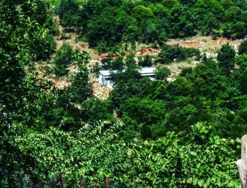 Gralista Farm building surrounded by trees from above