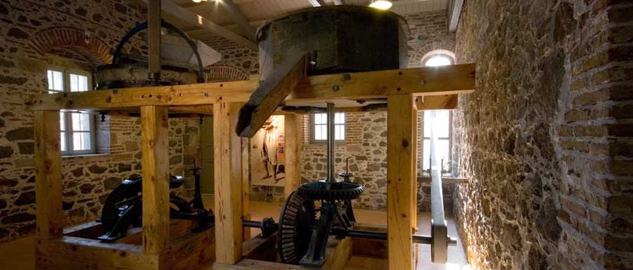 olive press machine in the Museum of Industrial Olive-Oil Lesvos