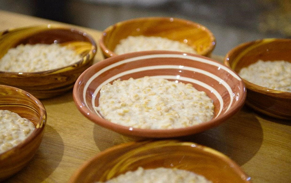 close-up of plates with Greek “kofto’ foods