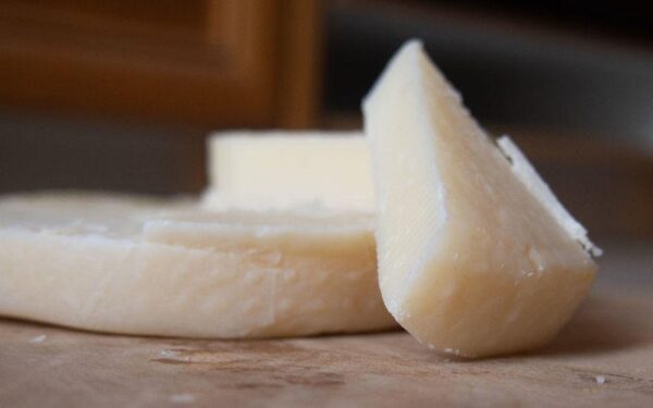 Close-up of pieces of Greek ‘Ladotiri’ is a hard table-cheese