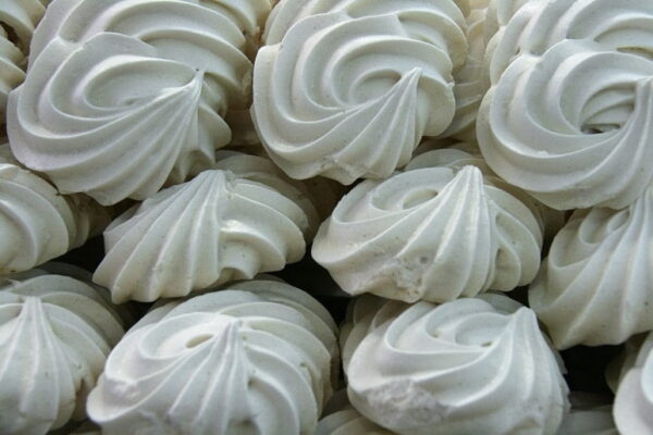 Close-up of pieces of Greek beze or meringue