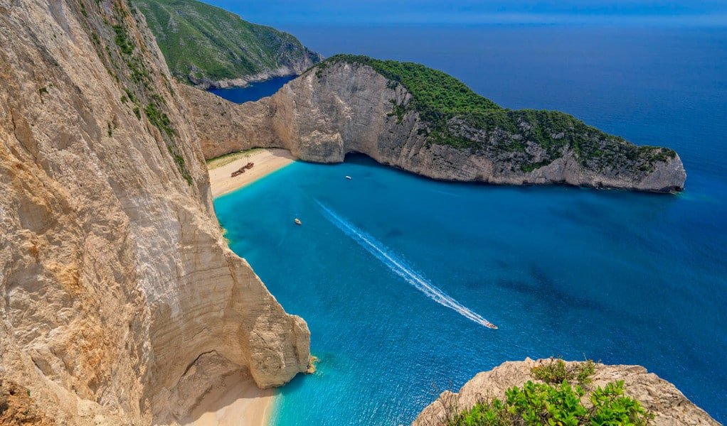 Navagio beach of Zakynthos island in Greece