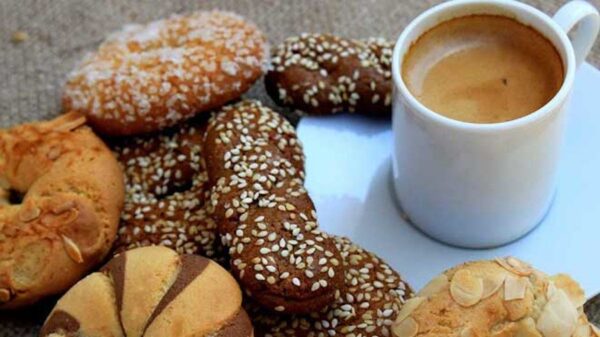 Close-up of Greek ‘Voutimata’ biscuits