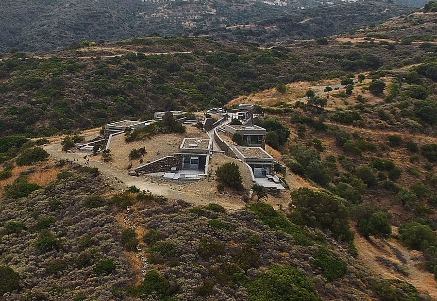 'Astarti' complex buildings from above surrounded by trees