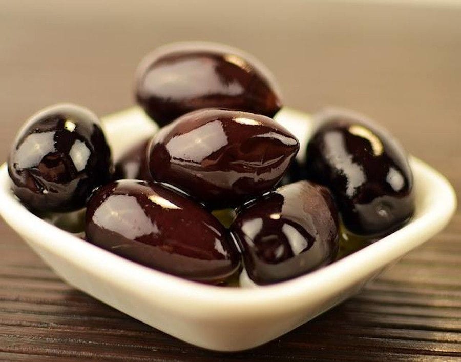 ceramic bowl with black olives from Ben Olive Mill