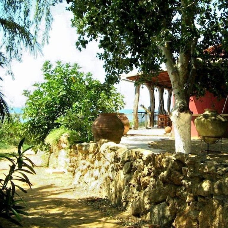 amphora, tress and wall of rock at Bioporos