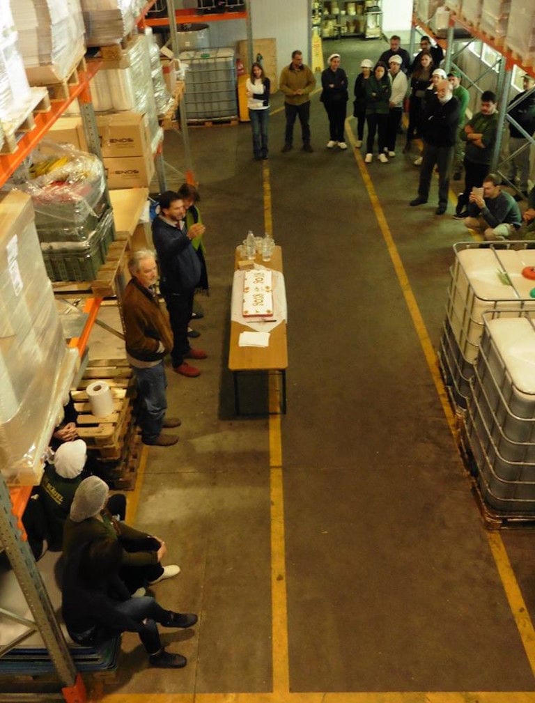 tourists see the facilities at Bläuel Greek Organic Products