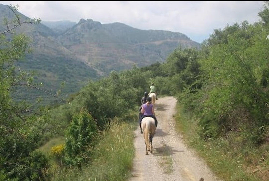 tourists doing horseback riding at Country Hotel Velani's complex