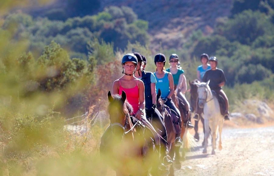 tourists doing horseback riding at Country Hotel Velani's complex