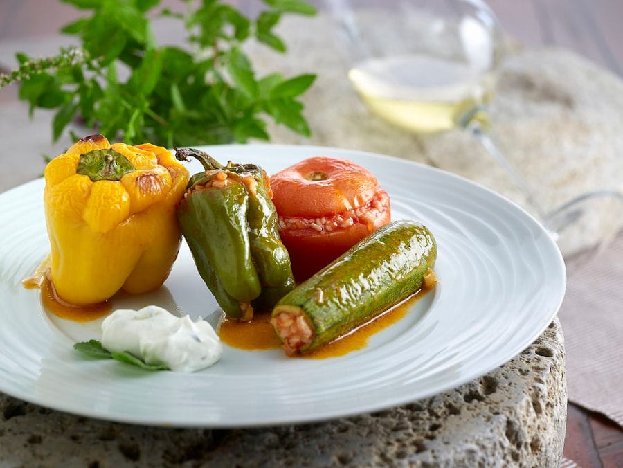 stuffed peppers and tomato with meet at Country Hotel Velani