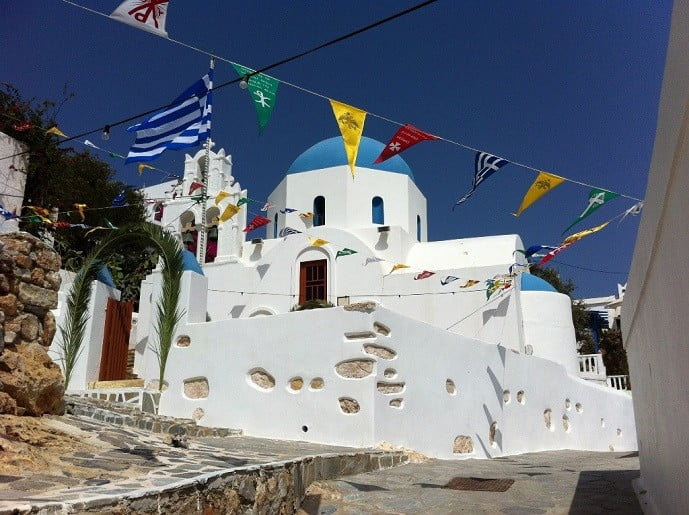 Greece and mountain in the background