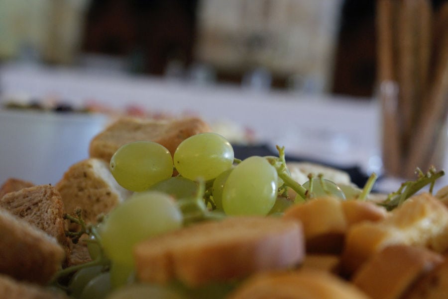 bread and white grapes at Kellari Papachristou