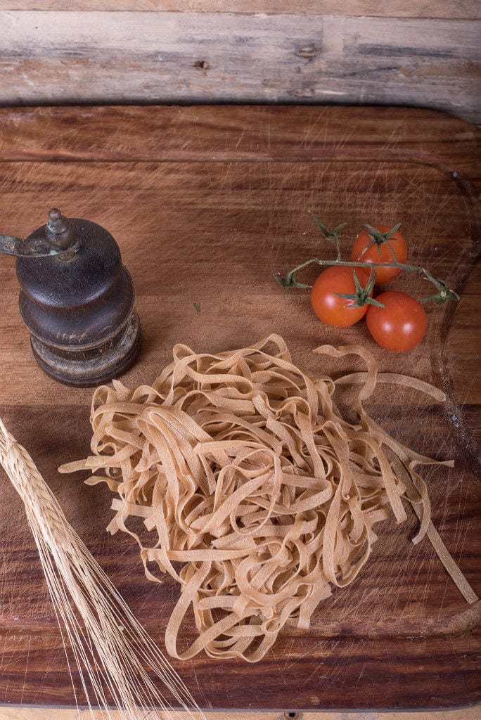 hilopites pasta on wood plateau at Maggiri facilities