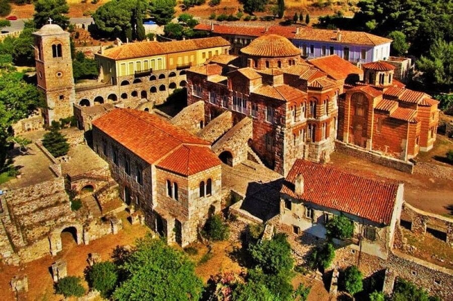 The Hosios Loukas’ (Loyal Luke) Monastery in Greece from above