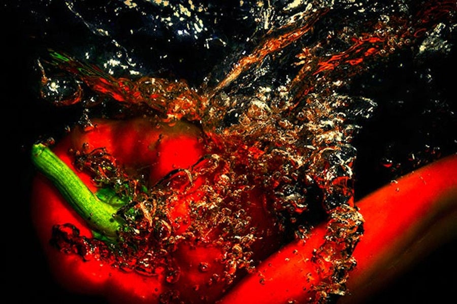 Florina red peppers in water at 'Naoumidis All Peppers'