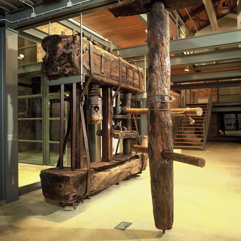 Prehistoric olive press at 'Olive and Olive Oil Museum, Sparta' inside
