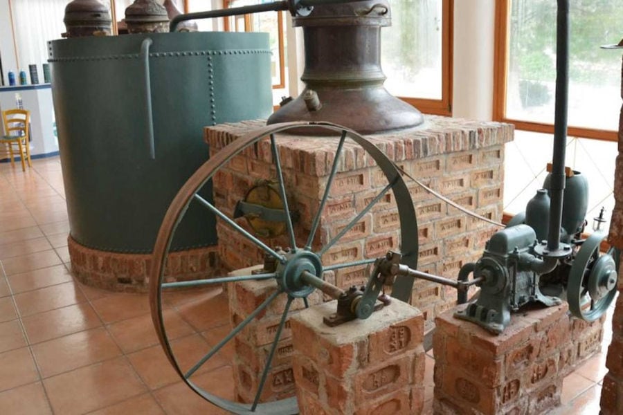 old manual copper distillery with wheel at Ouzo Barbayanni museum