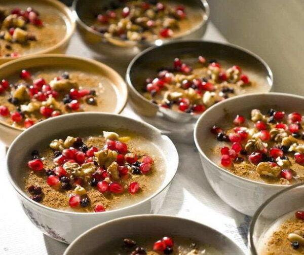 Close-up of bowls with ‘Varvara’ is a kind of porridge