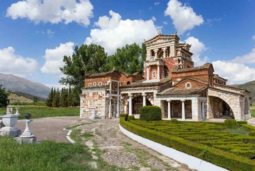 Agia Fotini with columns and a lawn