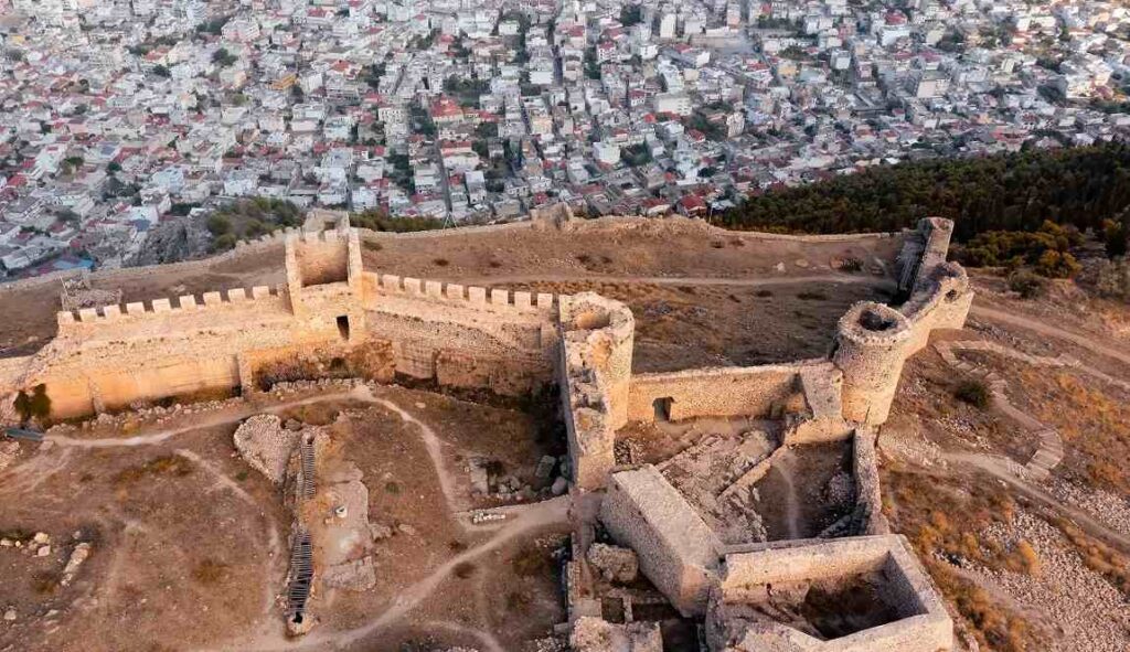 an aerial view of the castle of Argos